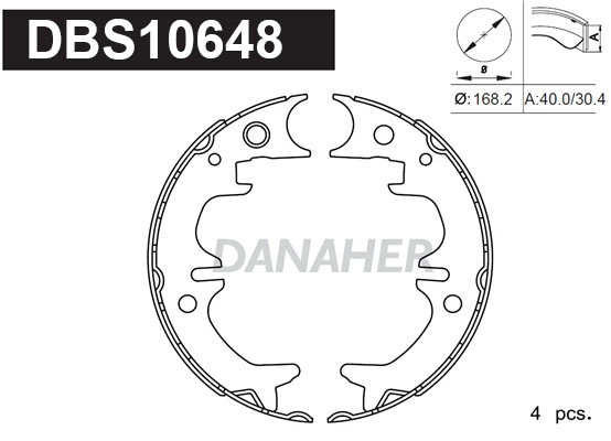 DBS10648 DANAHER Комплект тормозных колодок, стояночная тормозная система (фото 1)