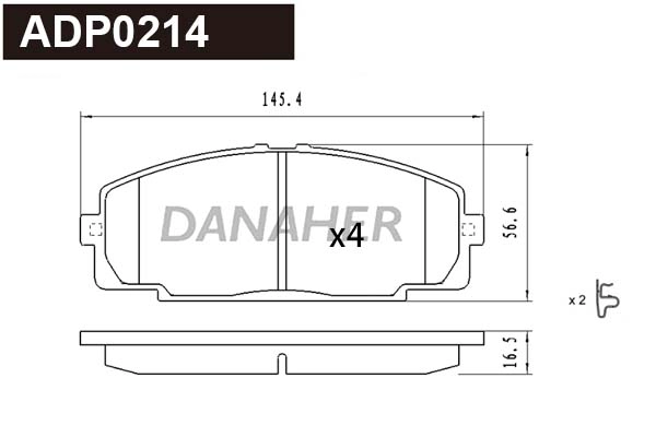 ADP0214 DANAHER Комплект тормозных колодок, дисковый тормоз (фото 1)