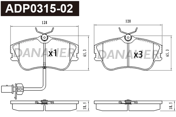 ADP0315-02 DANAHER Комплект тормозных колодок, дисковый тормоз (фото 1)