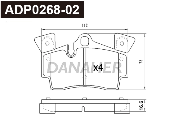 ADP0268-02 DANAHER Комплект тормозных колодок, дисковый тормоз (фото 1)