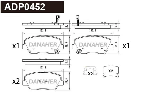 ADP0452 DANAHER Комплект тормозных колодок, дисковый тормоз (фото 1)