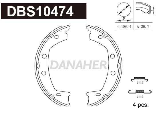 DBS10474 DANAHER Комплект тормозных колодок, стояночная тормозная система (фото 1)