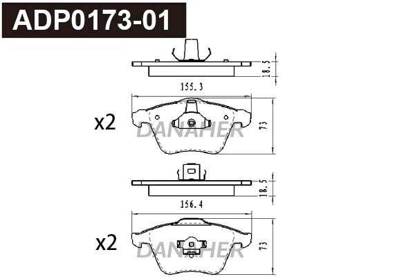 ADP0173-01 DANAHER Комплект тормозных колодок, дисковый тормоз (фото 1)