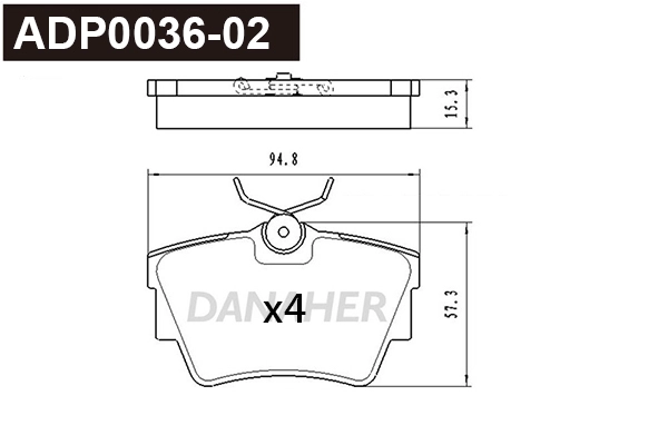 ADP0036-02 DANAHER Комплект тормозных колодок, дисковый тормоз (фото 1)