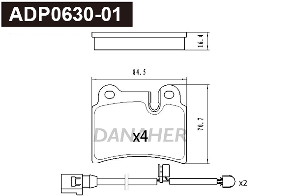 ADP0630-01 DANAHER Комплект тормозных колодок, дисковый тормоз (фото 1)