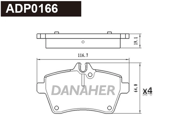 ADP0166 DANAHER Комплект тормозных колодок, дисковый тормоз (фото 1)