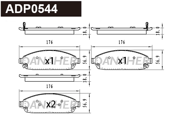 ADP0544 DANAHER Комплект тормозных колодок, дисковый тормоз (фото 1)