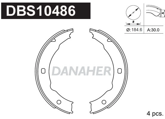 DBS10486 DANAHER Комплект тормозных колодок, стояночная тормозная система (фото 1)