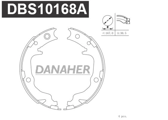 DBS10168A DANAHER Комплект тормозных колодок, стояночная тормозная система (фото 1)