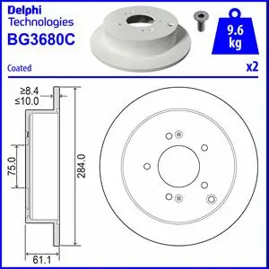 BG3680C-18B1 DELPHI Тормозной диск (фото 1)