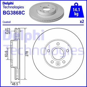 BG3868C-18B1 DELPHI Тормозной диск (фото 1)