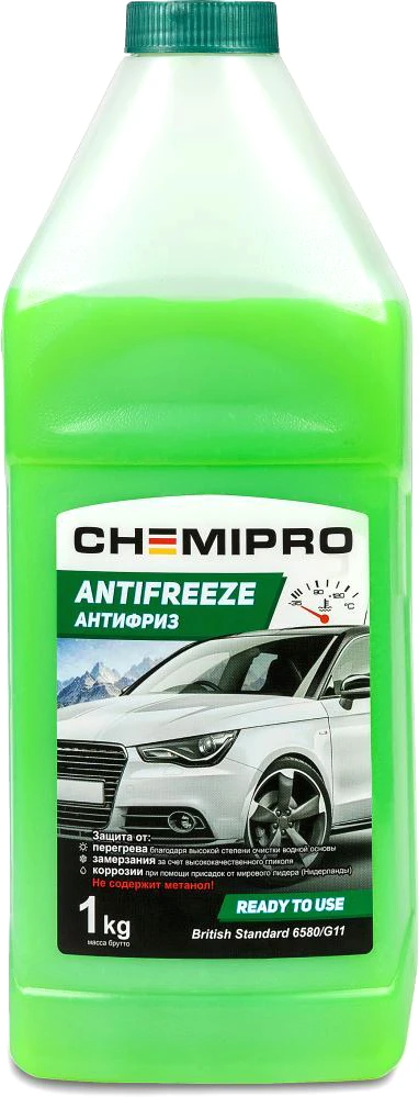 CH004 CHEMIPRO Антифриз Chemipro G11 готовый 1kg зеленый, 0.9л (фото 3)