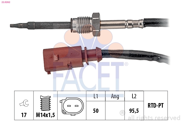 22.0262 FACET Датчик, температура выхлопных газов (фото 1)