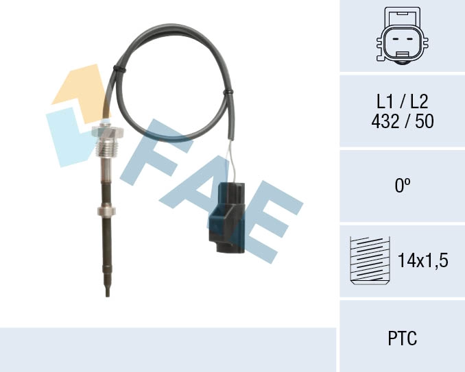 68135 FAE Датчик, температура выхлопных газов (фото 1)