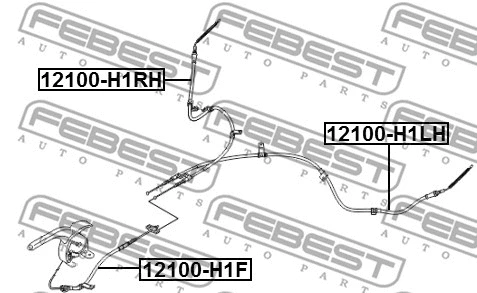 12100-H1F FEBEST Тросик, cтояночный тормоз (фото 1)