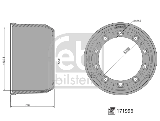 171996 FEBI Тормозной барабан (фото 1)