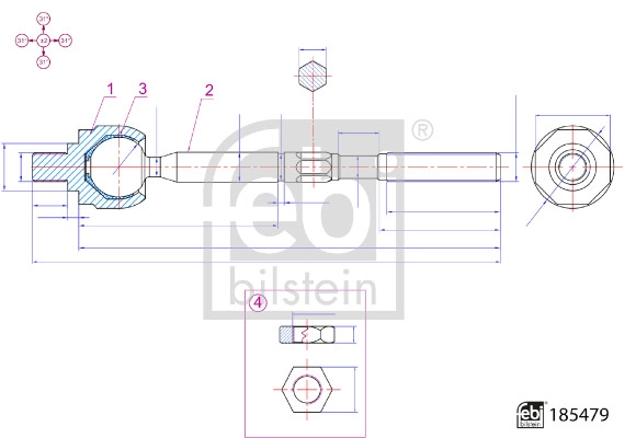 185479 FEBI Осевой шарнир, рулевая тяга (фото 1)