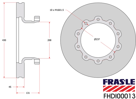FHDI00013 FRAS-LE Тормозной диск (фото 2)
