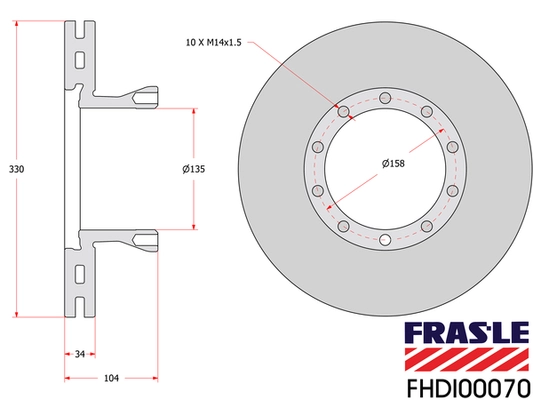FHDI00070 FRAS-LE Тормозной диск (фото 2)