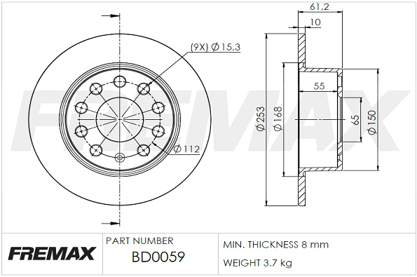 BD-0059 FREMAX Тормозной диск (фото 2)