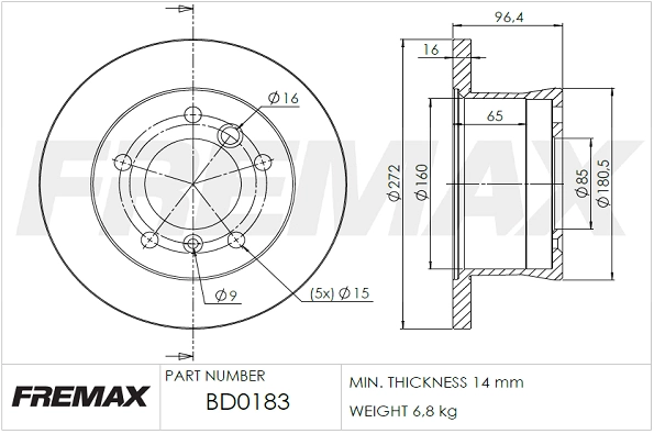 BD-0183 FREMAX Тормозной диск (фото 3)