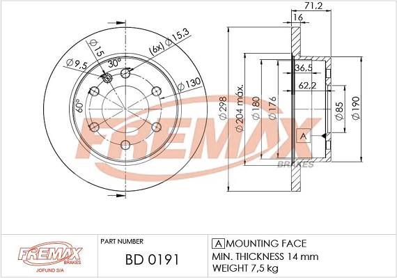 BD-0191 FREMAX Тормозной диск (фото 1)