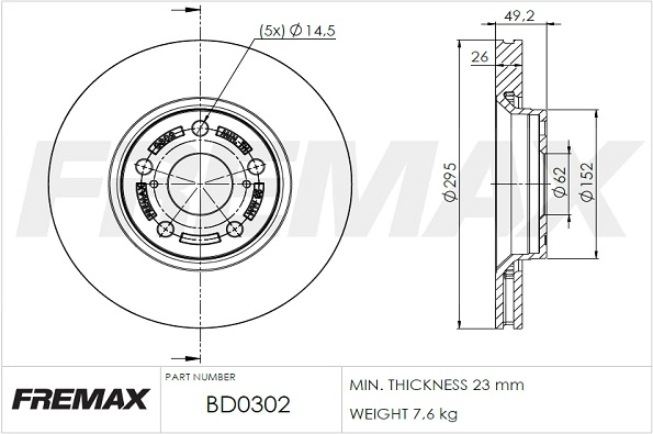 BD-0302 FREMAX Тормозной диск (фото 3)