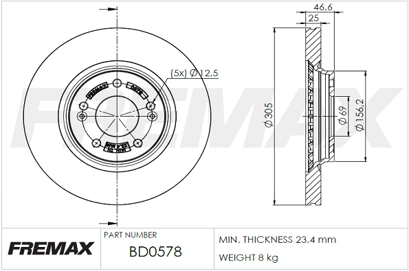 BD-0578 FREMAX Тормозной диск (фото 3)