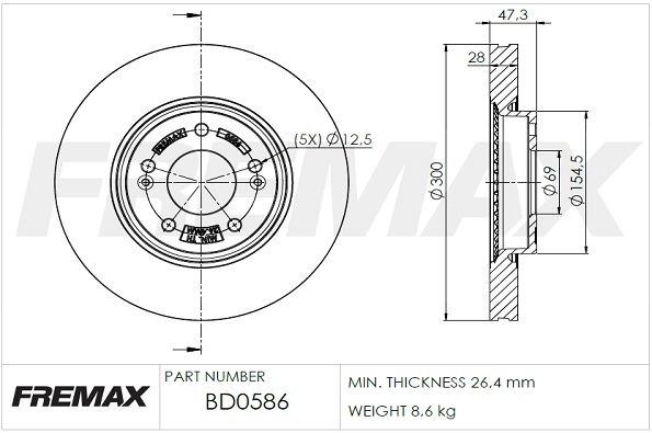 BD-0586 FREMAX Тормозной диск (фото 3)