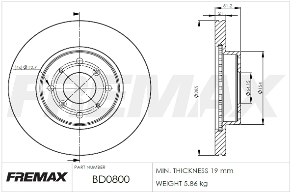 BD-0800 FREMAX Тормозной диск (фото 1)