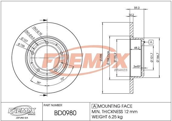 BD-0980 FREMAX Тормозной диск (фото 1)