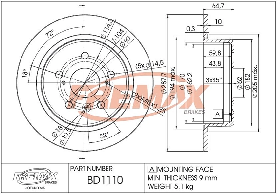 BD-1110 FREMAX Тормозной диск (фото 3)