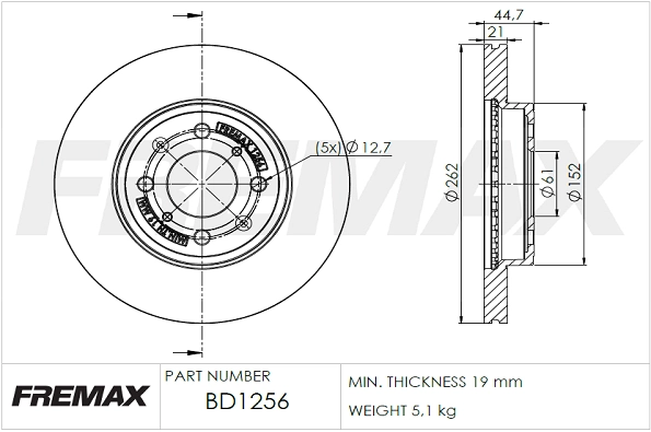 BD-1256 FREMAX Тормозной диск (фото 1)