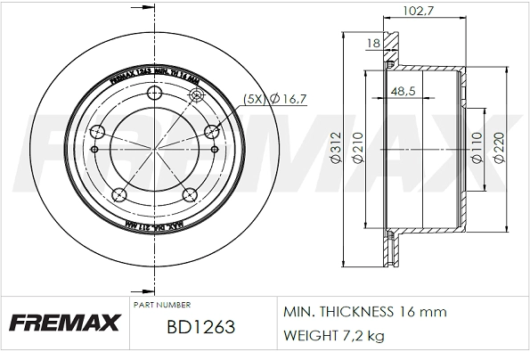 BD-1263 FREMAX Тормозной диск (фото 3)
