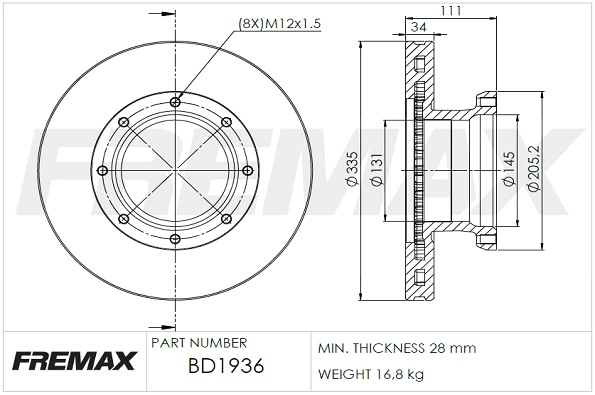 BD-1936 FREMAX Тормозной диск (фото 3)