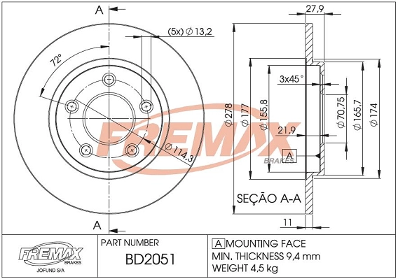 BD-2051 FREMAX Тормозной диск (фото 3)