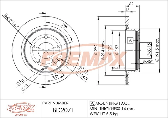 BD-2071 FREMAX Тормозной диск (фото 3)