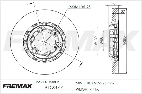 BD-2377 FREMAX Тормозной диск (фото 3)