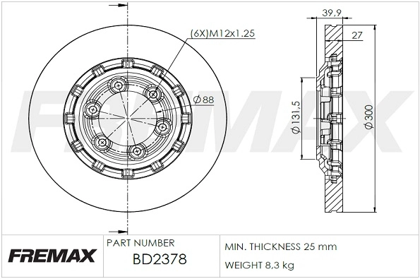 BD-2378 FREMAX Тормозной диск (фото 3)