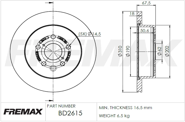 BD-2615 FREMAX Тормозной диск (фото 2)