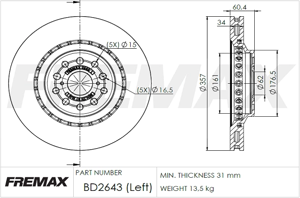 BD-2643 FREMAX Тормозной диск (фото 3)