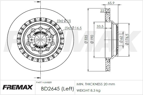 BD-2645 FREMAX Тормозной диск (фото 3)