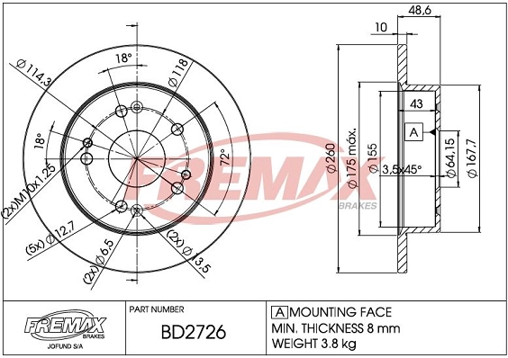 BD-2726 FREMAX Тормозной диск (фото 3)