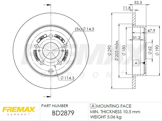 BD-2879 FREMAX Тормозной диск (фото 3)