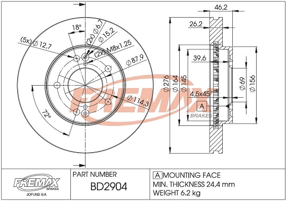 BD-2904 FREMAX Тормозной диск (фото 3)