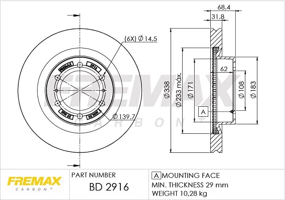 BD-2916 FREMAX Тормозной диск (фото 3)