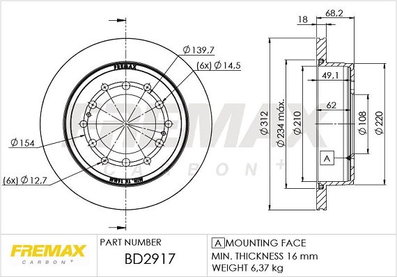 BD-2917 FREMAX Тормозной диск (фото 1)