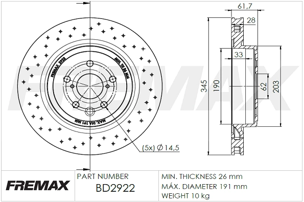 BD-2922 FREMAX Тормозной диск (фото 2)