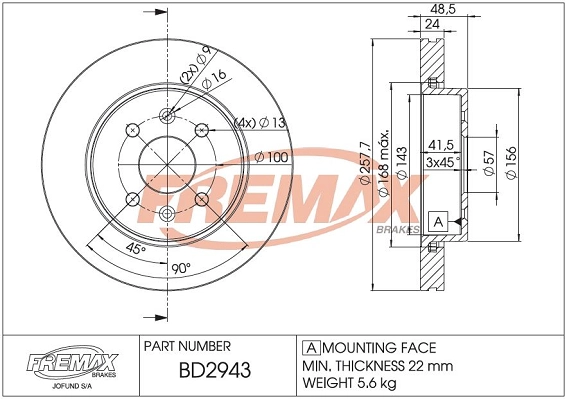 BD-2943 FREMAX Тормозной диск (фото 3)