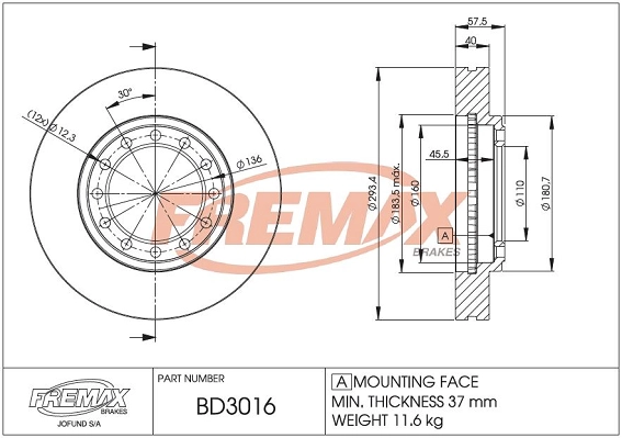 BD-3016 FREMAX Тормозной диск (фото 3)